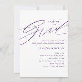 パープルミニマル卒業パーティー招待状 招待状 (正面)