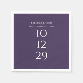 パープルミニマル結婚リスト スタンダードカクテルナプキン