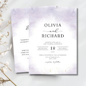 パープルミニマル結婚式招待状エレモダンガン 招待状