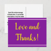 パープルミニマル、エレガントそして「愛と感謝してい!」 カード (正面/裏面)