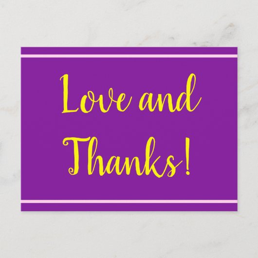 パープルミニマル、エレガントそして「愛と感謝してい!」 カード (正面)