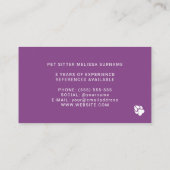 パープルミニマル&ホワイトドッグシルエット – Pet Sister 名刺 (裏面)
