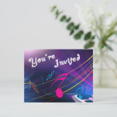 パープルミュージカルノート誕生祝い 招待状 (スタンド正面)