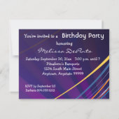 パープルミュージカルノート誕生祝い 招待状 (裏面)