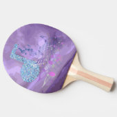パープルミュージックノート抽象芸術ピンクポンパドル 卓球ラケット (横)
