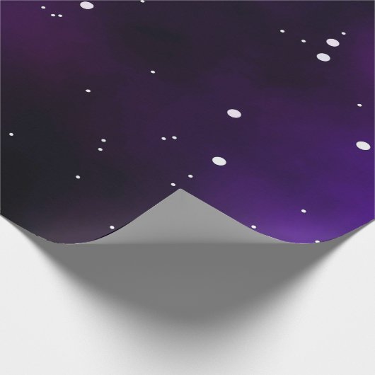 パープルミルキーウェイ銀河系ナイトスカイイラストレーション ラッピングペーパー (角)