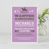 パープルミントウエスタンカウボーイ誕生日招待状 招待状 (スタンド正面)