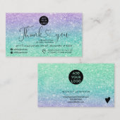 パープルミントグリッターのロゴの感謝してい順序 名刺 (正面/裏面)