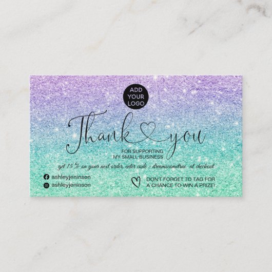 パープルミントグリッターのロゴの感謝してい順序 名刺 (正面)