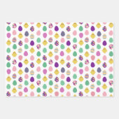 パープルミントチキンエッグチューリップイースターパターン ラッピングペーパーシート (正面)