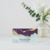 *~*パープルミントブルーアゲートジオード金ゴールドグリッター 名刺 (スタンド正面)