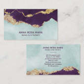 *~*パープルミントブルーアゲートジオード金ゴールドグリッター 名刺 (正面/裏面)