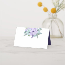 パープルミントラベンダーウォーターカラー牡丹 プレイスカード
