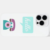 パープルミントレトロ電話ハロータイポグラフィ引用文 Case-Mate iPhoneケース (裏面 (横))