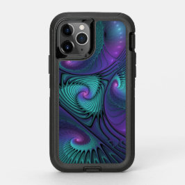 パープルミートターコイズモダン抽象芸術フラクタル オッターボックスディフェンダーiPhone 11 PROケース