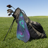 パープルミートターコイズモダン抽象芸術フラクタル ゴルフタオル (グリーン)