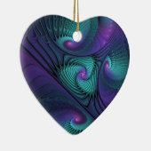 パープルミートターコイズモダン抽象芸術フラクタル セラミックオーナメント (右)