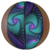 パープルミートターコイズモダン抽象芸術フラクタル バスケットボール (縦)