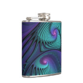 パープルミートターコイズモダン抽象芸術フラクタル フラスク (右)