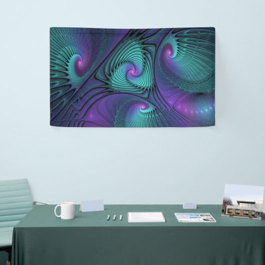 パープルミートターコイズモダン抽象芸術フラクタル 横断幕 (トレードショー)