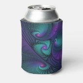 パープルミートターコイズモダン抽象芸術フラクタル 缶クーラー (缶裏面)