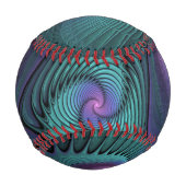 パープルミートターコイズモダン抽象芸術フラクタル 野球ボール (裏面)