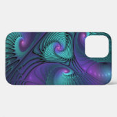 パープルミートターコイズモダン抽象芸術フラクタル Case-Mate iPhoneケース (裏面 (横))