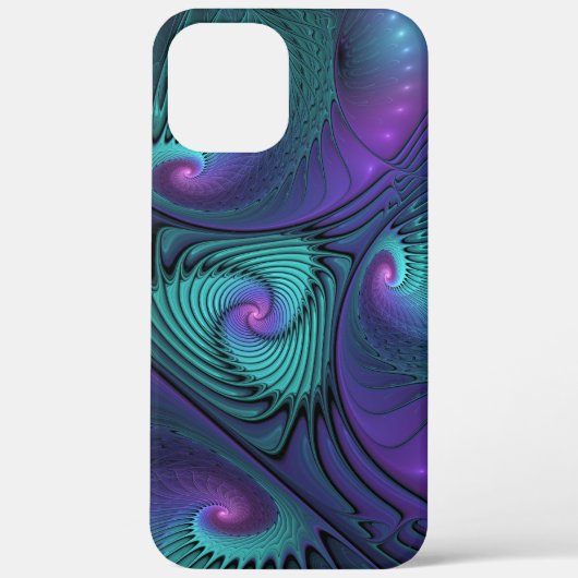 パープルミートターコイズモダン抽象芸術フラクタル Case-Mate iPhoneケース (裏面)