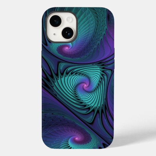 パープルミートターコイズモダン抽象芸術フラクタル Case-Mate iPhoneケース (裏面)