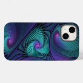 パープルミートターコイズモダン抽象芸術フラクタル Case-Mate iPhoneケース (裏面 (横))