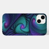 パープルミートターコイズモダン抽象芸術フラクタル Case-Mate iPhoneケース (裏面 (横))