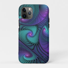 パープルミートターコイズモダン抽象芸術フラクタル iPhone 11 PROケース