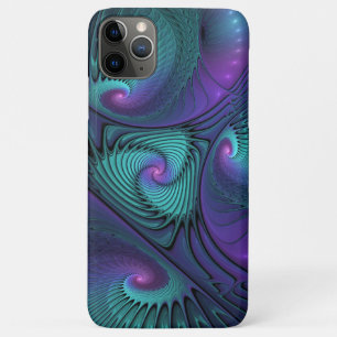 パープルミートターコイズモダン抽象芸術フラクタル iPhone 11 PRO MAXケース