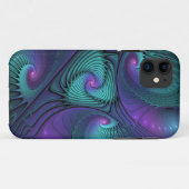 パープルミートターコイズモダン抽象芸術フラクタル Case-Mate iPhoneケース (裏面(横))