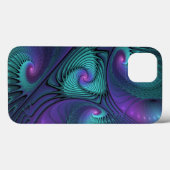 パープルミートターコイズモダン抽象芸術フラクタル Case-Mate iPhoneケース (裏面 (横))