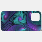 パープルミートターコイズモダン抽象芸術フラクタル Case-Mate iPhoneケース (裏面 (横))