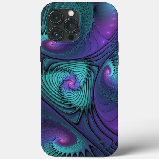 パープルミートターコイズモダン抽象芸術フラクタル Case-Mate iPhoneケース (裏面)
