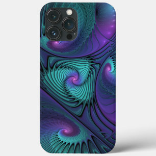 パープルミートターコイズモダン抽象芸術フラクタル iPhone 13 PRO MAXケース
