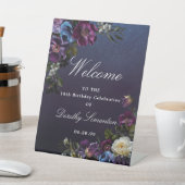 パープルムーディフラワー18誕生日へようこそ 台座サイン (インサイチュ)