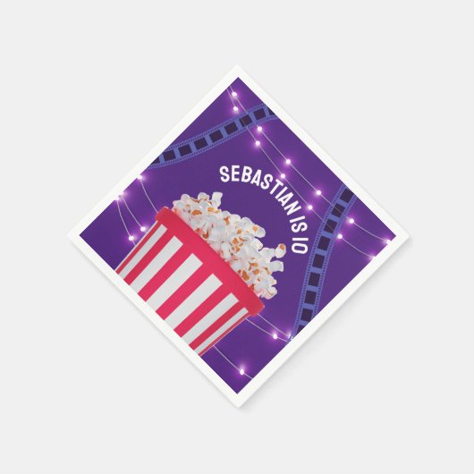 パープルムービーナイトポップコーンボックス子供の誕生日パーティー スタンダードカクテルナプキン (角)