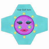 パープルムーンイエロースターズかわいい顔 サッカーボール (フラット)