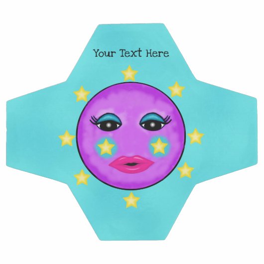 パープルムーンイエロースターズかわいい顔 サッカーボール (フラット)