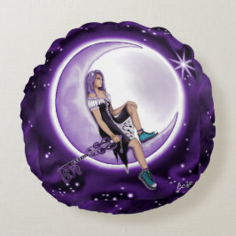 パープルムーンチャイルド装飾用クッション ラウンドクッション