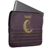 パープルムーンバニーデザインエレクトロニクスバッグ ラップトップスリーブ (正面右)