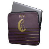 パープルムーンバニーデザインエレクトロニクスバッグ ラップトップスリーブ (正面左)