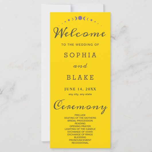 パープルムーンフェイズ金ゴールド結婚式 プログラム (正面)