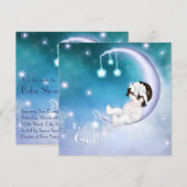 パープルムーンベイビーガールシャワー 招待状 (正面/裏面)