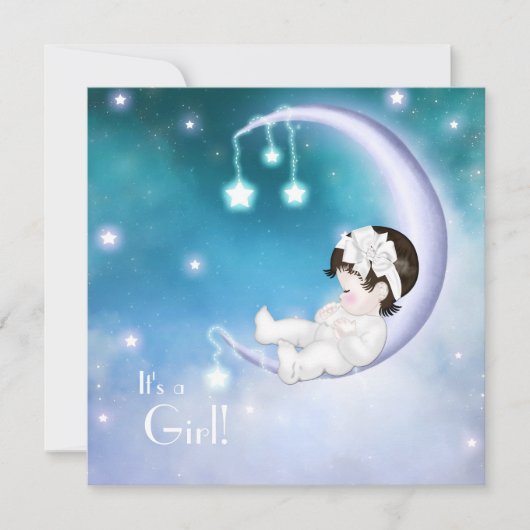 パープルムーンベイビーガールシャワー 招待状 (正面)