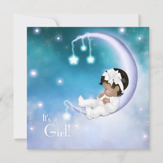 パープルムーン エスニックベイビーガールシャワー 招待状 (正面)