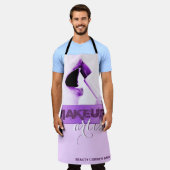 パープルメイクアップアーティスト エプロン (着用した状態)